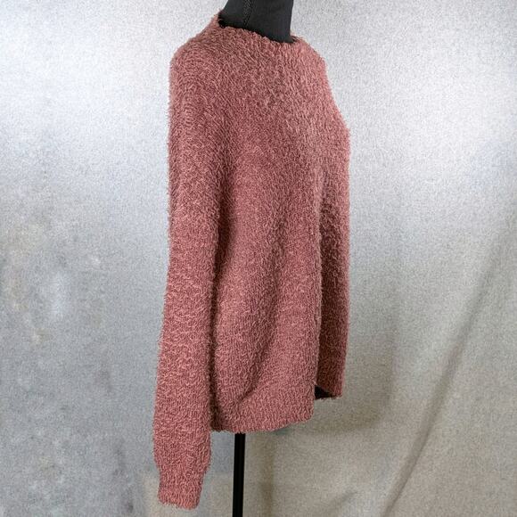 Ivy & Main Sweater L Pink Fuzzy Soft Knit Long Sleeve Open Back Round Neck Chic - Picture 13 of 13